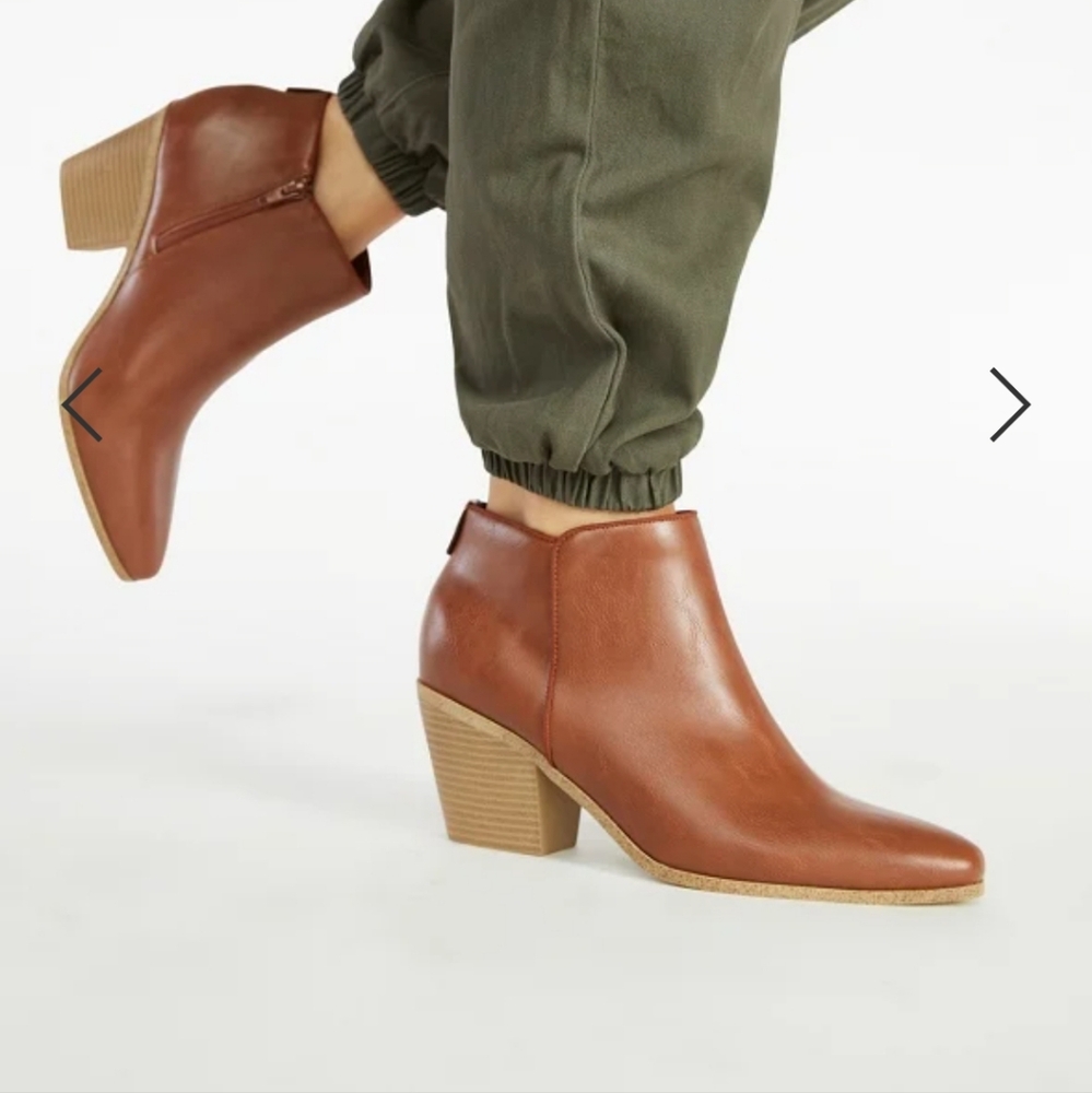 **wide width** Justfab Brown Dakota Heeled Bootie